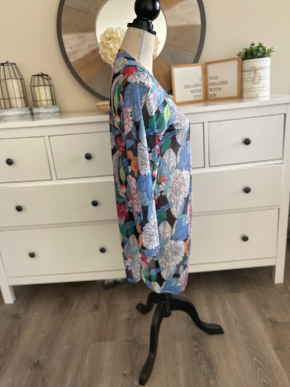 Floral Open Front Cardigan - Multicolor - Picture 3 of 3